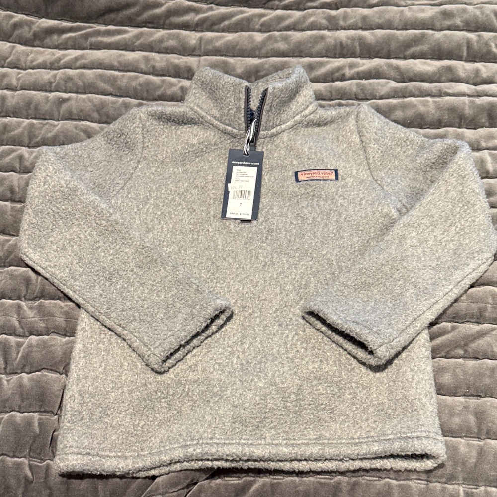 Vineyard Vines Heather Gray Sherpa Harbor 1/2 Zip